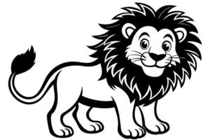 Funny Lion Illustration with White Background Cartoons, Clipart, and Line Art Design, Funny lion illustration, perfect for cartoons, clipart, and line art designs with white background vector
