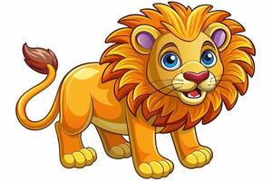 Funny Lion Illustration with White Background Cartoons, Clipart, and Line Art Design, Funny lion illustration, perfect for cartoons, clipart, and line art designs with white background vector