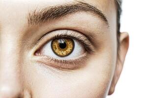 Close Up of Hazel Eye with Eyebrows and Eyelashes photo