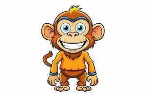 Funny Monkey Illustration on White Background Cartoons, Clipart, Line Art Design, Funny monkey illustration on white background, perfect for cartoons, clipart, and line art designs. vector