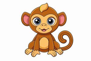 Funny Monkey Illustration on White Background Cartoons, Clipart, Line Art Design, Funny monkey illustration on white background, perfect for cartoons, clipart, and line art designs. vector