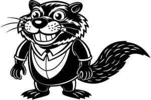 Funny Beaver with White Background Illustration, Cartoons, Clipart, and Line Art Design, Funny beaver illustration, cartoons, clipart, and line art design with a white background. vector