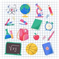 Y2k school elements set, y2k school elements, y2k school and education set vector