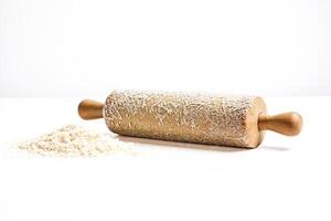 Wooden Rolling Pin with Flour photo