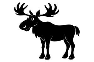 Funny Moose Illustration, Cartoon, Clipart, and Line Art Design on White Background, Funny moose illustration, cartoon, clipart, and line art design on a white background vector