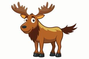 Funny Moose Illustration, Cartoon, Clipart, and Line Art Design on White Background, Funny moose illustration, cartoon, clipart, and line art design on a white background vector