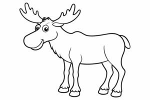 Funny Moose Illustration, Cartoon, Clipart, and Line Art Design on White Background, Funny moose illustration, cartoon, clipart, and line art design on a white background vector