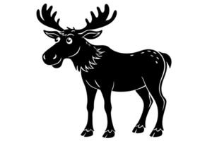 Funny Moose Illustration, Cartoon, Clipart, and Line Art Design on White Background, Funny moose illustration, cartoon, clipart, and line art design on a white background vector
