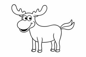 Funny Moose Illustration, Cartoon, Clipart, and Line Art Design on White Background, Funny moose illustration, cartoon, clipart, and line art design on a white background vector