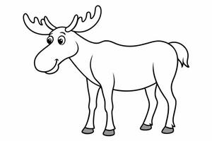 Funny Moose Illustration, Cartoon, Clipart, and Line Art Design on White Background, Funny moose illustration, cartoon, clipart, and line art design on a white background vector