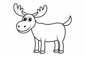 Funny Moose Illustration, Cartoon, Clipart, and Line Art Design on White Background, Funny moose illustration, cartoon, clipart, and line art design on a white background vector