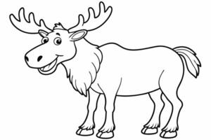 Funny Moose Illustration, Cartoon, Clipart, and Line Art Design on White Background, Funny moose illustration, cartoon, clipart, and line art design on a white background vector