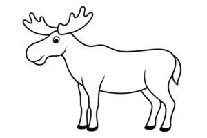 Funny Moose Illustration, Cartoon, Clipart, and Line Art Design on White Background, Funny moose illustration, cartoon, clipart, and line art design on a white background vector