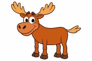Funny Moose Illustration, Cartoon, Clipart, and Line Art Design on White Background, Funny moose illustration, cartoon, clipart, and line art design on a white background vector