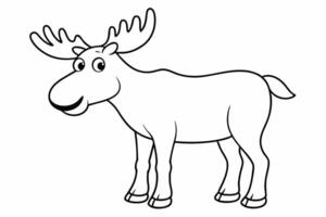 Funny Moose Illustration, Cartoon, Clipart, and Line Art Design on White Background, Funny moose illustration, cartoon, clipart, and line art design on a white background vector