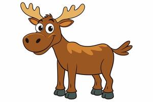 Funny Moose Illustration, Cartoon, Clipart, and Line Art Design on White Background, Funny moose illustration, cartoon, clipart, and line art design on a white background vector