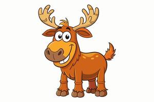 Funny Moose Illustration, Cartoon, Clipart, and Line Art Design on White Background, Funny moose illustration, cartoon, clipart, and line art design on a white background vector