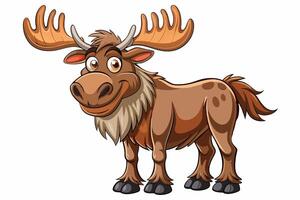 Funny Moose Illustration, Cartoon, Clipart, and Line Art Design on White Background, Funny moose illustration, cartoon, clipart, and line art design on a white background vector
