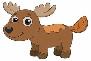 Funny Moose Illustration, Cartoon, Clipart, and Line Art Design on White Background, Funny moose illustration, cartoon, clipart, and line art design on a white background vector