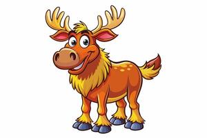 Funny Moose Illustration, Cartoon, Clipart, and Line Art Design on White Background, Funny moose illustration, cartoon, clipart, and line art design on a white background vector