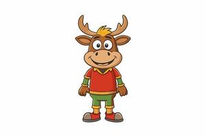 Funny Moose Illustration, Cartoon, Clipart, and Line Art Design on White Background, Funny moose illustration, cartoon, clipart, and line art design on a white background vector