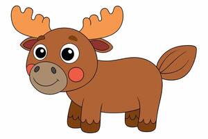 Funny Moose Illustration, Cartoon, Clipart, and Line Art Design on White Background, Funny moose illustration, cartoon, clipart, and line art design on a white background vector