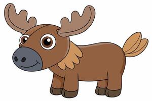 Funny Moose Illustration, Cartoon, Clipart, and Line Art Design on White Background, Funny moose illustration, cartoon, clipart, and line art design on a white background vector