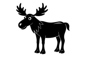 Funny Moose Illustration, Cartoon, Clipart, and Line Art Design on White Background, Funny moose illustration, cartoon, clipart, and line art design on a white background vector