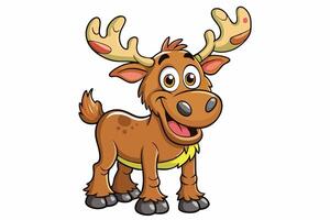 Funny Moose Illustration, Cartoon, Clipart, and Line Art Design on White Background, Funny moose illustration, cartoon, clipart, and line art design on a white background vector