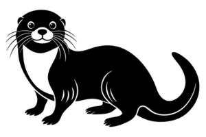 Funny Otter Illustration, Cartoon Clipart, Line Art Design with White Background, Funny otter illustration in , cartoon, clipart, and line art styles on white background. vector