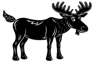 Funny Moose Illustration, Cartoon, Clipart, and Line Art Design on White Background, Funny moose illustration, cartoon, clipart, and line art design on a white background vector