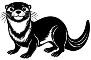 Funny Otter Illustration, Cartoon Clipart, Line Art Design with White Background, Funny otter illustration in , cartoon, clipart, and line art styles on white background. vector