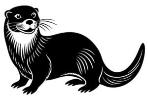 Funny Otter Illustration, Cartoon Clipart, Line Art Design with White Background, Funny otter illustration in , cartoon, clipart, and line art styles on white background. vector