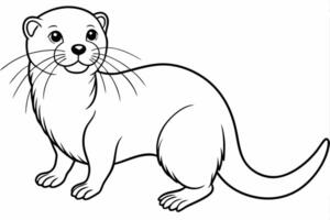 Funny Otter Illustration, Cartoon Clipart, Line Art Design with White Background, Funny otter illustration in , cartoon, clipart, and line art styles on white background. vector