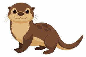 Funny Otter Illustration, Cartoon Clipart, Line Art Design with White Background, Funny otter illustration in , cartoon, clipart, and line art styles on white background. vector