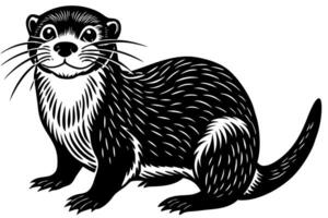 Funny Otter Illustration, Cartoon Clipart, Line Art Design with White Background, Funny otter illustration in , cartoon, clipart, and line art styles on white background. vector