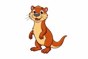 Funny Otter Illustration, Cartoon Clipart, Line Art Design with White Background, Funny otter illustration in , cartoon, clipart, and line art styles on white background. vector