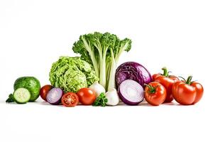 Fresh Vegetables Collection with White Background photo