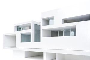 Modern Minimalist White Building with Windows photo