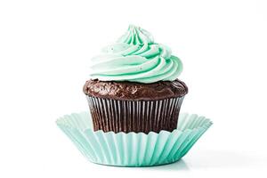 Chocolate Cupcake With Mint Frosting photo