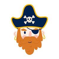 Pirate character in flat style on white background vector