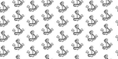 Pirate outline anchor seamless pattern in flat design vector