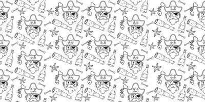 Pirate outline seamless pattern in flat design vector