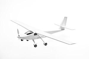 White Single Engine Propeller Plane Isolated on White Background photo