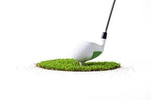 Golf Ball on Tee with Club in the Air photo