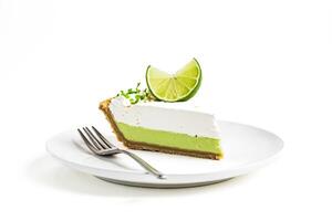 Slice of Key Lime Pie with Whipped Cream and Lime Garnish photo