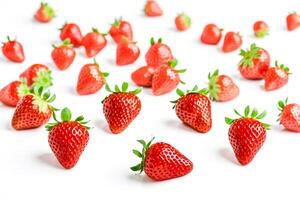 Close-Up of Fresh Strawberries on a White Background photo