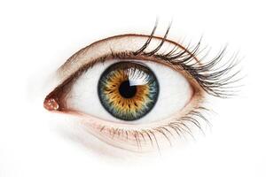 Close-up of a human eye with green and brown iris photo