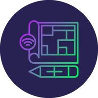 Blueprint Line Circle Gradient Icon Design vector