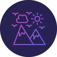 Mountain Line Circle Gradient Icon Design vector